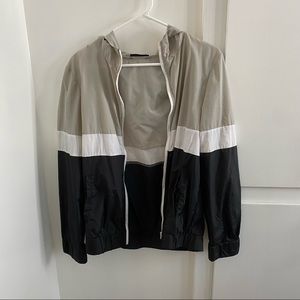 COLOR BLOCK GREY WHITE BLACK WINDBREAKER